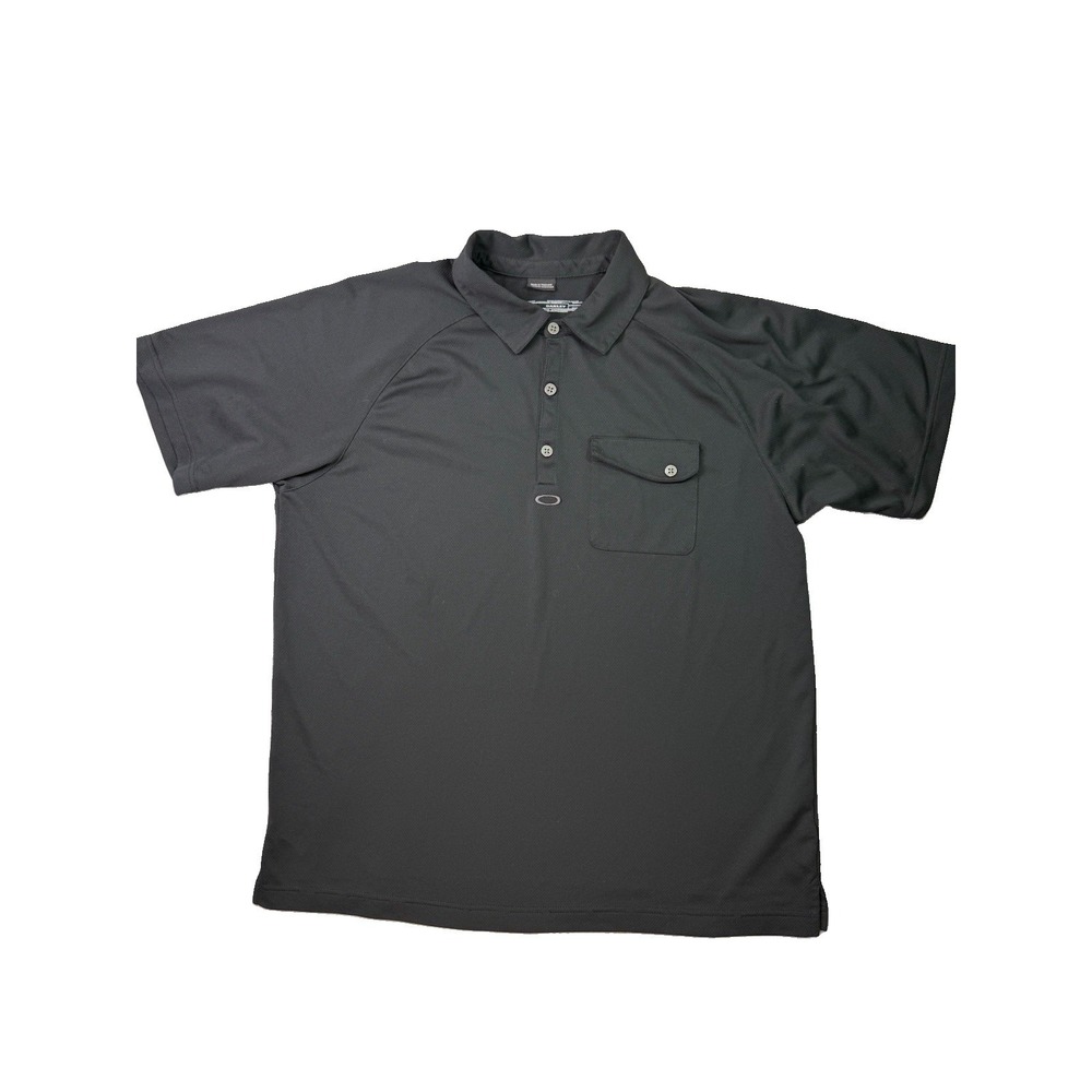 Oakley Men's L Polo Shirt Short Sleeve Black Front Pocket Performance Athletic